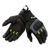 Guanti G-KNIT, un guanto estivo con certificazione CE. Design nero giallo fluo. Di T.UR.